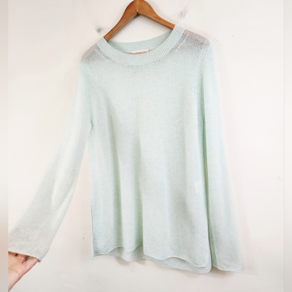 White + Warren Light Blue Crew Neck Sweater